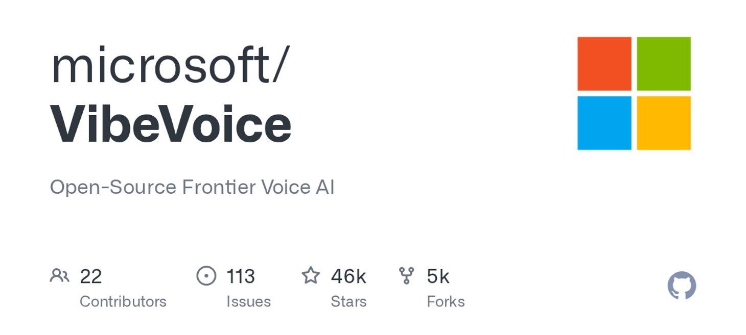 microsoft/VibeVoice: Open-Source Frontier Voice AI