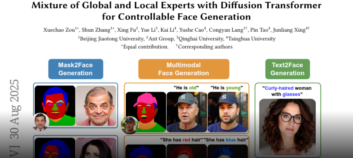 Mixture of Global and Local Experts with Diffusion Transformer for  Controllable Face Generation