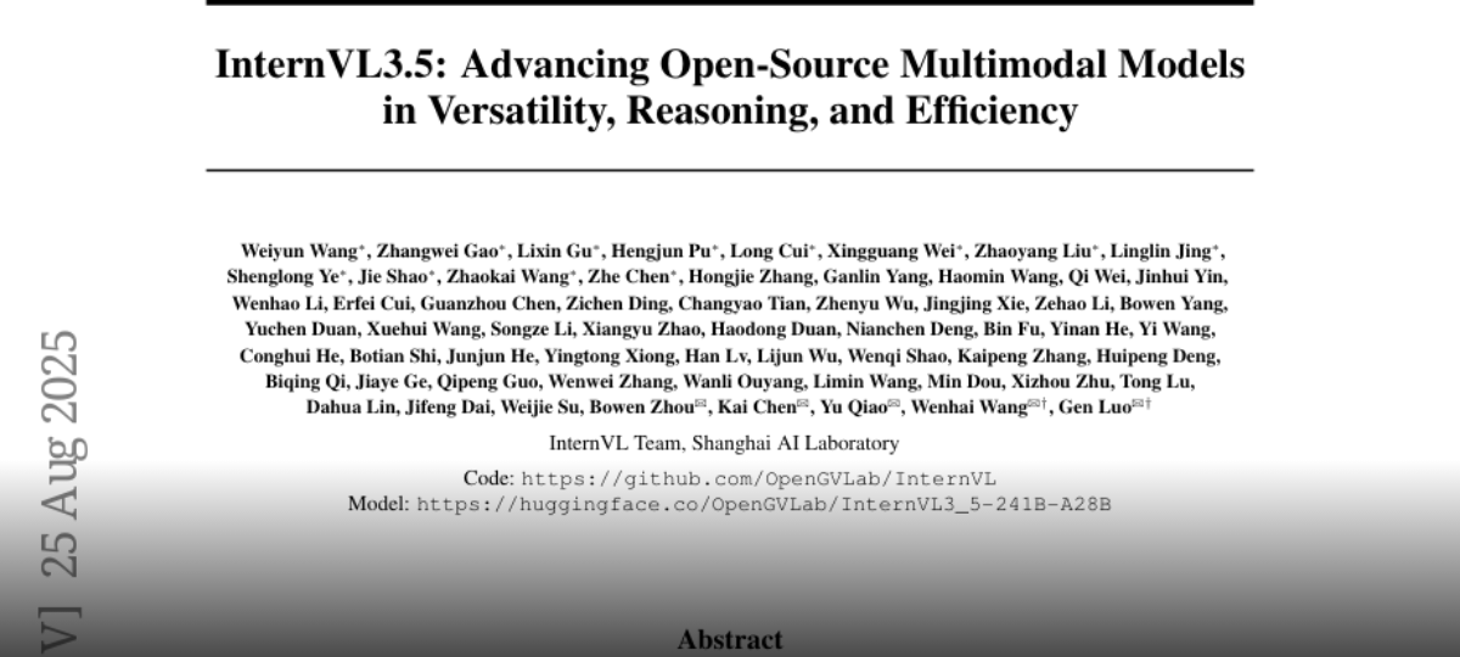 InternVL3.5: Advancing Open-Source Multimodal Models in Versatility,  Reasoning, and Efficiency