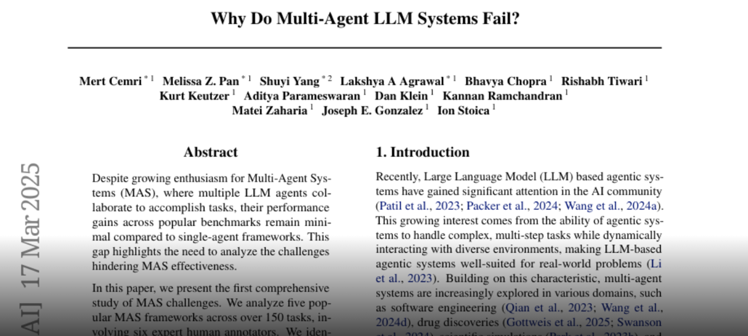 Why Do Multi-Agent LLM Systems Fail?