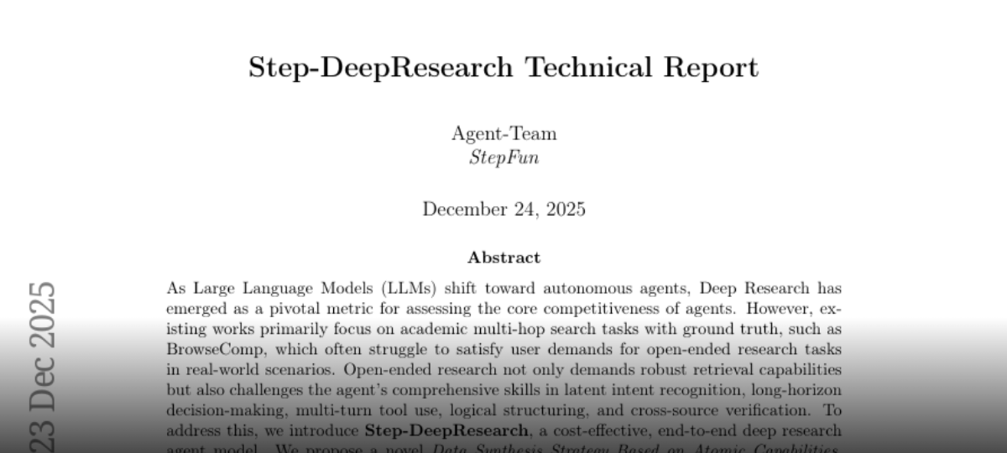 Step-DeepResearch Technical Report