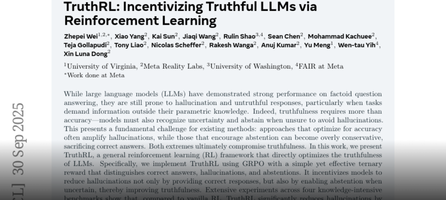 TruthRL: Incentivizing Truthful LLMs via Reinforcement Learning