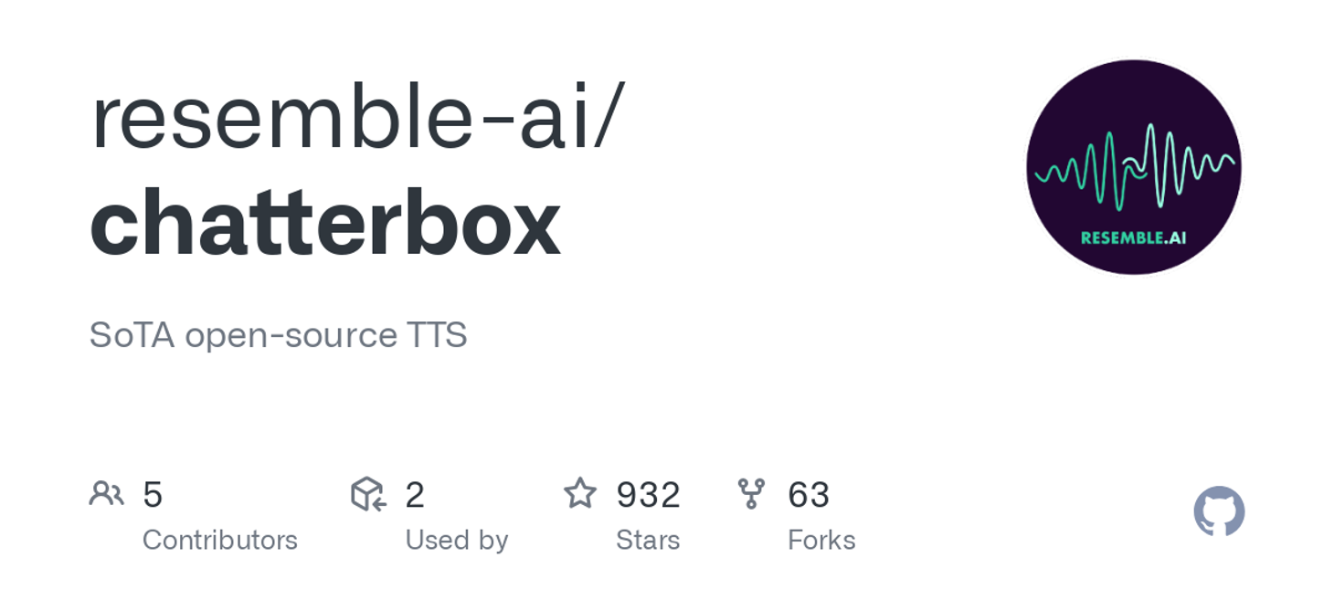 GitHub - resemble-ai/chatterbox: SoTA open-source TTS